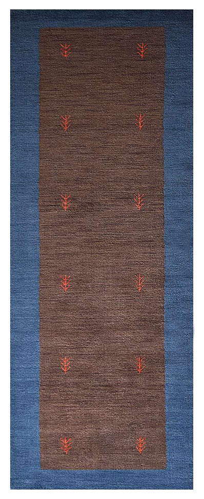 HAND KNOTTED LOOM WOOL ECO - FRIENDLY AREA RUGS - Brown Blue,Contemporary