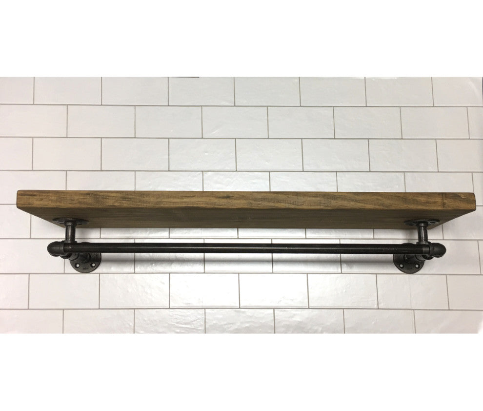 Sierra Drying Rack With Rustic Top Shelf, Entryway Clothes Rack, Long