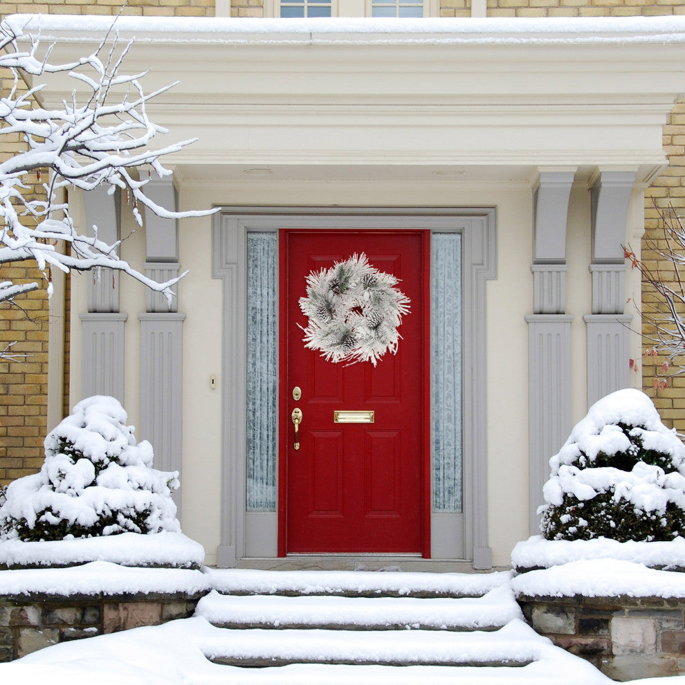 24" Snowy Pine Wreath with Large Cones - Door