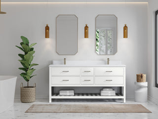 Parker 72 Double Sink Bath Vanity in White 1.5" White Quartz
