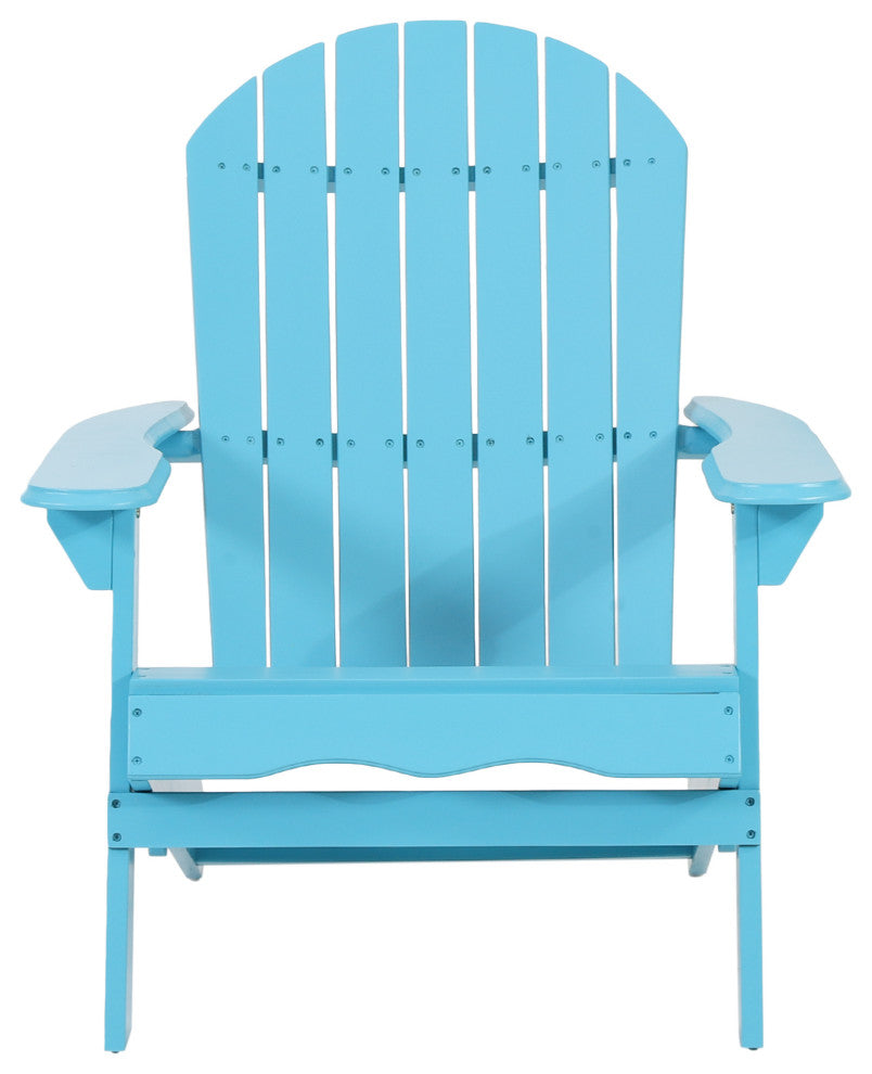 Cartagena Outdoor Acacia Wood Folding Adirondack Chair, Set of 4, Teal
