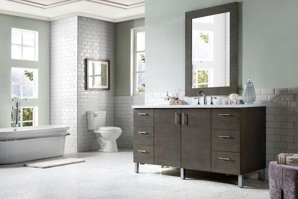 Metropolitan 60" Single Vanity, Silver Oak, Eternal Jasmine Pearl