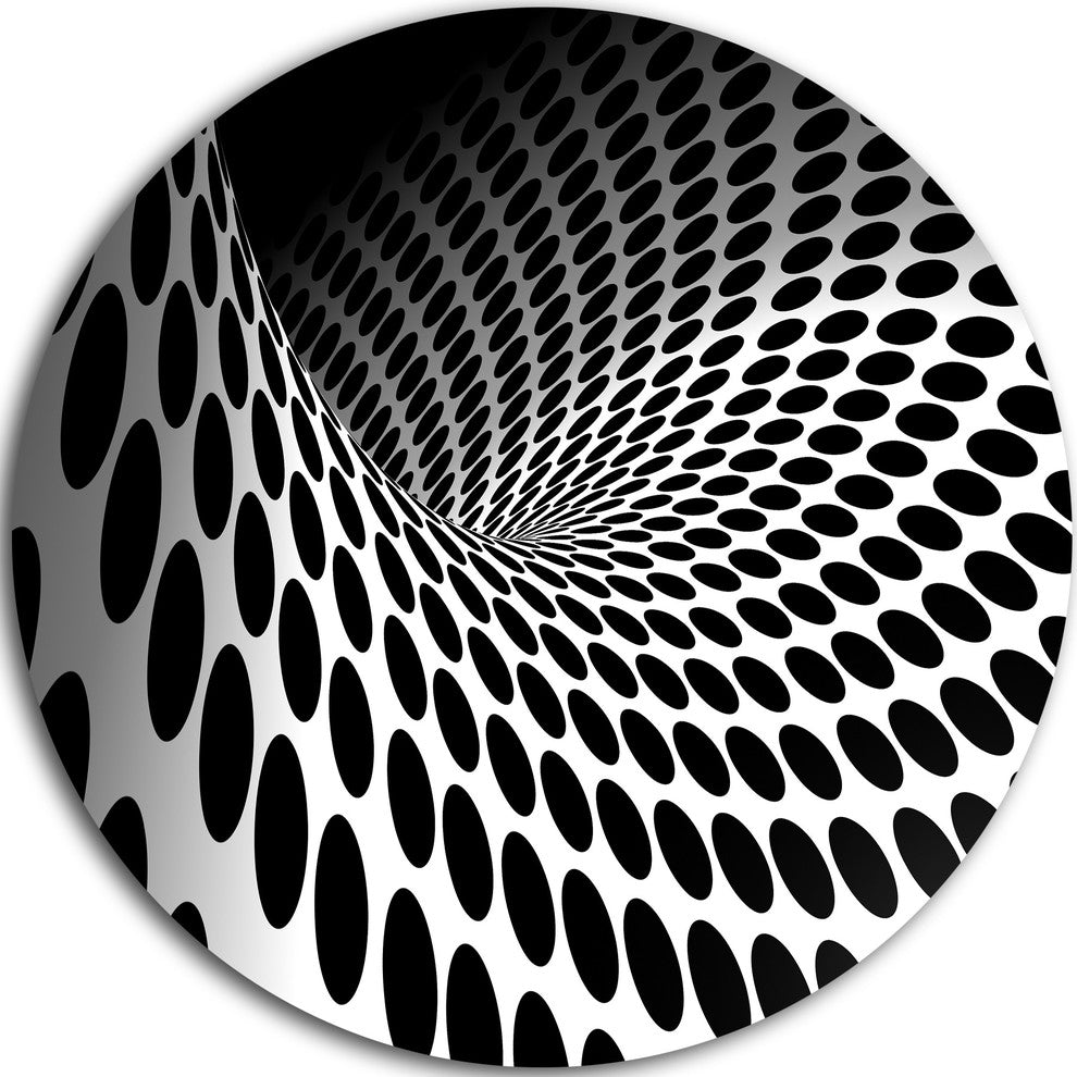 Waves and Circles Black n' White, Abstract Art Round Metal Artwork, Disc of 23 I