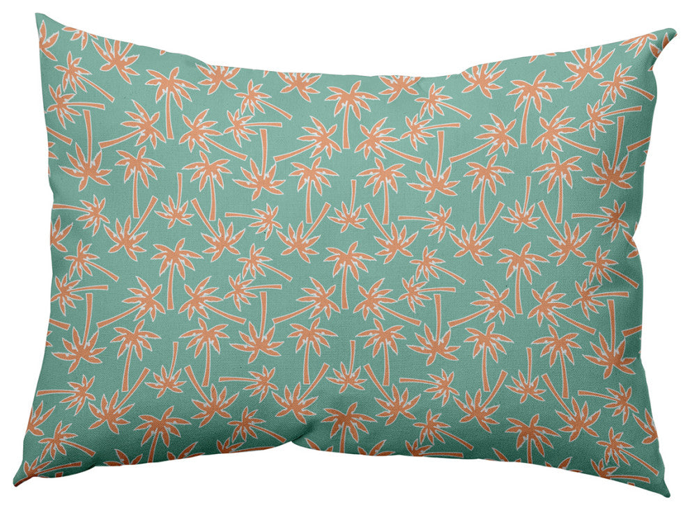 Palm Tree Pattern Decorative Throw Pillow, Spring Green, 14"x20"