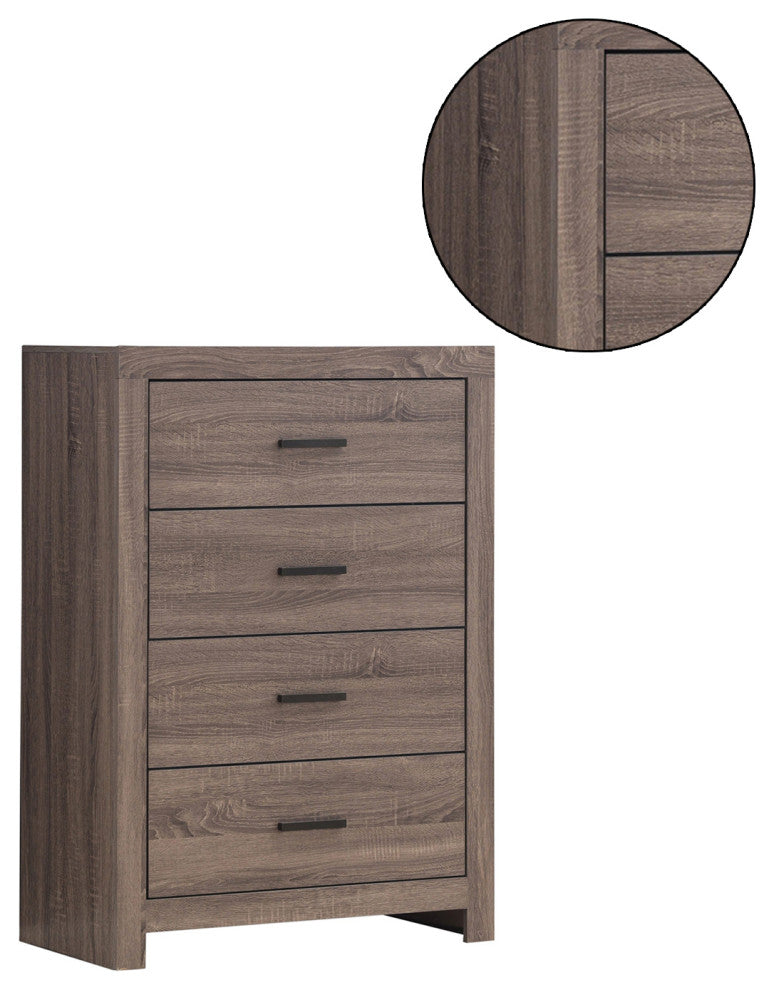 4 Drawers Wooden Chest, Barrel Oak