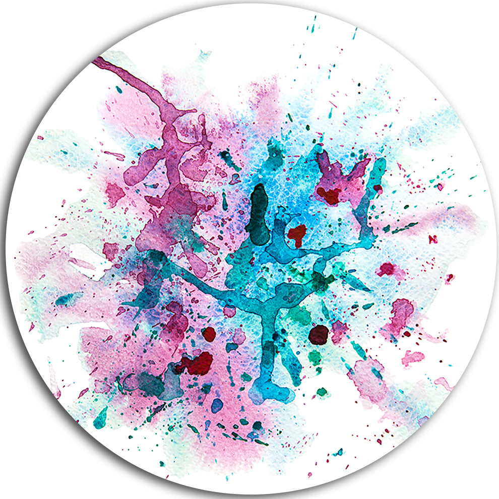 Blue And Purple Paint Stain, Abstract Watercolor Round Wall Art, 11"