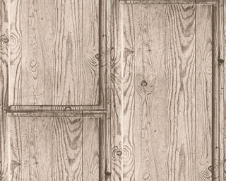 Loft Textured Wallpaper Featuring Rustic Wood, Beige Gray Brown, One Roll
