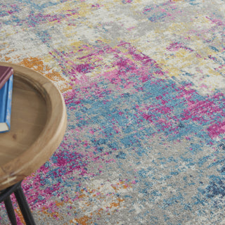 8'x10' Ivory And Blue Abstract Area Rug