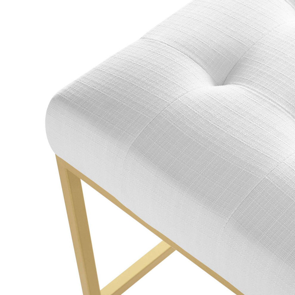 Bar Stool Chair Barstool, Fabric, Metal, Gold White, Modern, Bar Pub Cafe Bistro