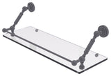 Dottingham 24" Floating Glass Shelf with Gallery Rail, Matte Gray