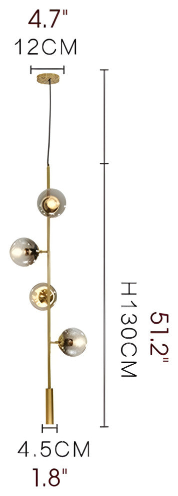 Iglesias | Luxury LED Pendant Light in the Shape of Glass Ball for Dining Room, Gold, Clear Glass, Warm Light