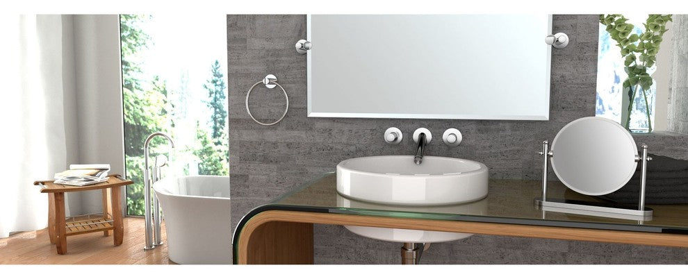 Gatco Channel 5-Piece Bathroom Accessory Kit With Mirror, Satin Nickel
