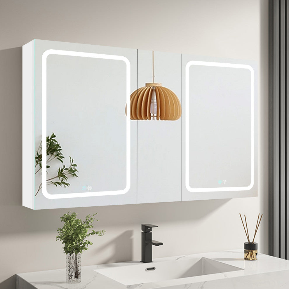 50 in.W x 30 in. H Aluminum Surface Mounted Medicine Cabinet with Mirrors