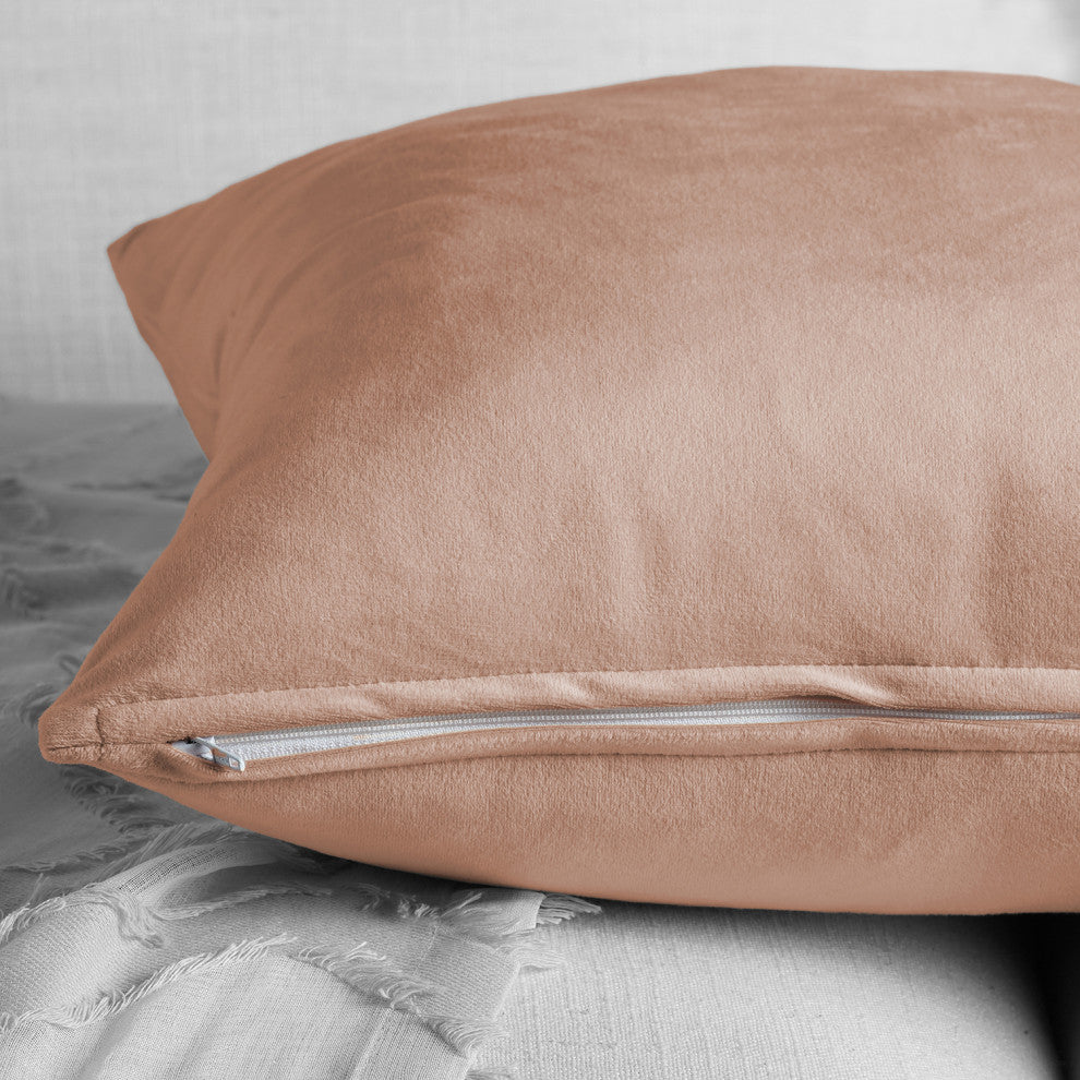 Heritage Plush Velvet Cushion Cover Pair, Peach Blossom, 18w X 18l