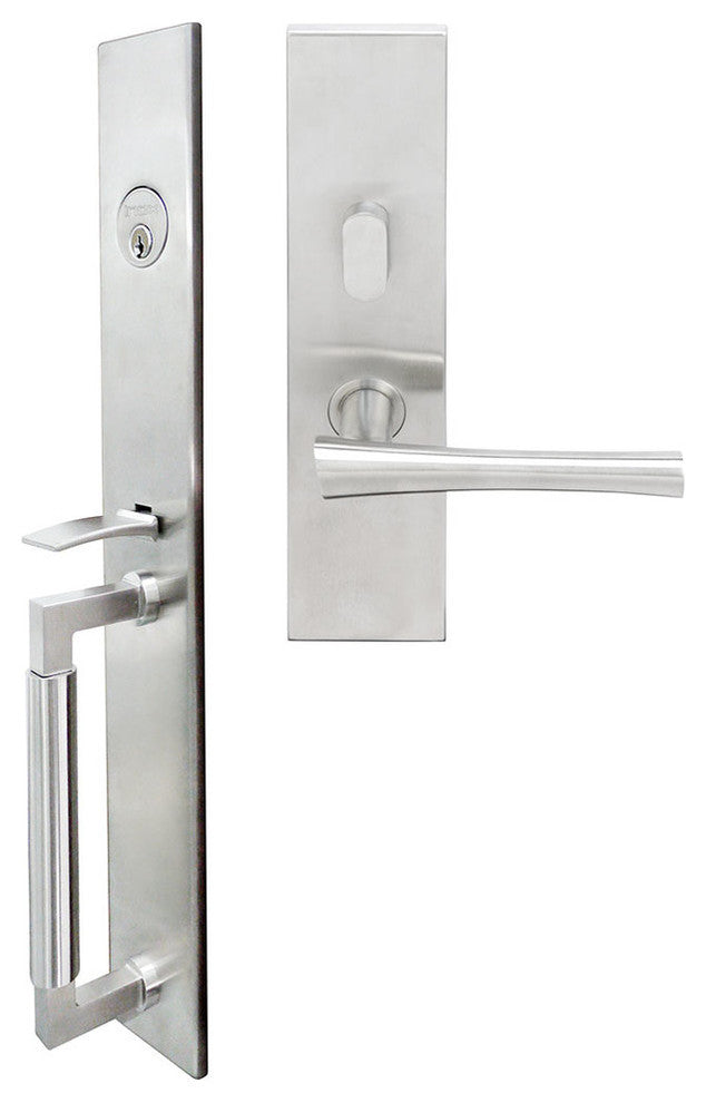 Champagne Lever, Mortise Entry Handleset, LHR, Satin Stainless Steel