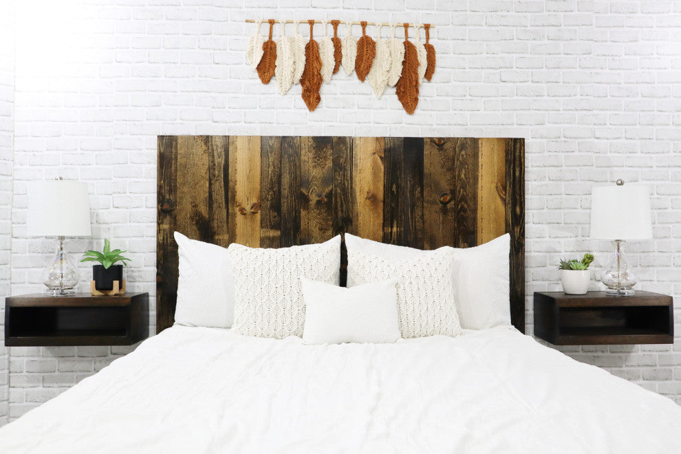 Handcrafted Headboard, Hanger Style, Dark Brown, Queen