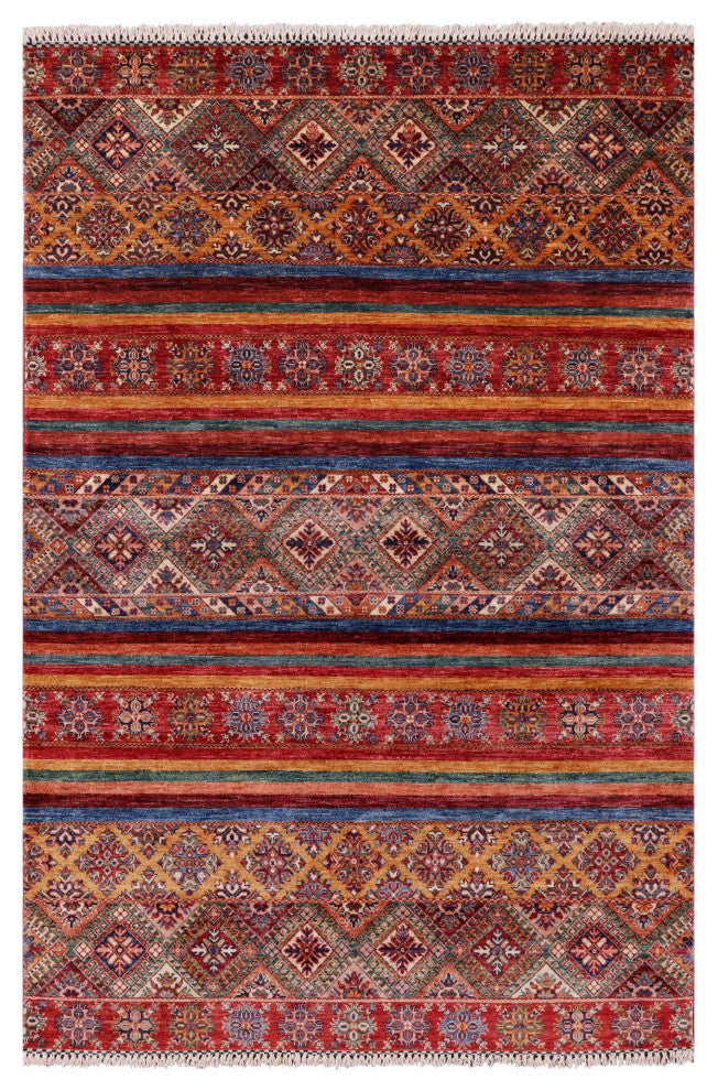 5' 6" X 7' 11" Super Kazak Khorjin Hand Knotted Rug Q10455