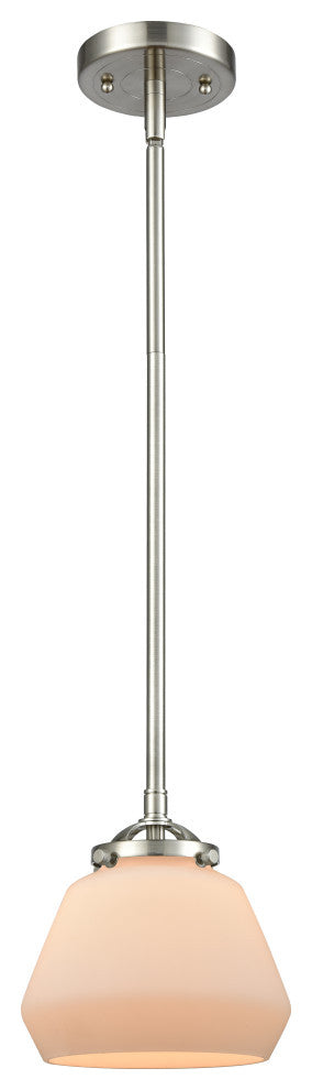 Fulton 1-Light Mini Pendant, Brushed Satin Nickel, Matte White
