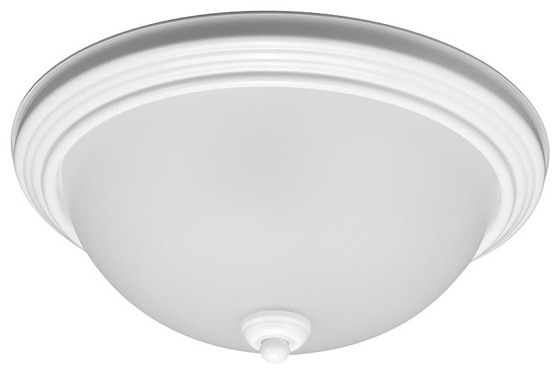 2-Light Ceiling Flush Mount, White and Satin Etched, 2 Light
