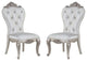 Set of 2 Upholstered Side Chair, Cream/Antique White Finish