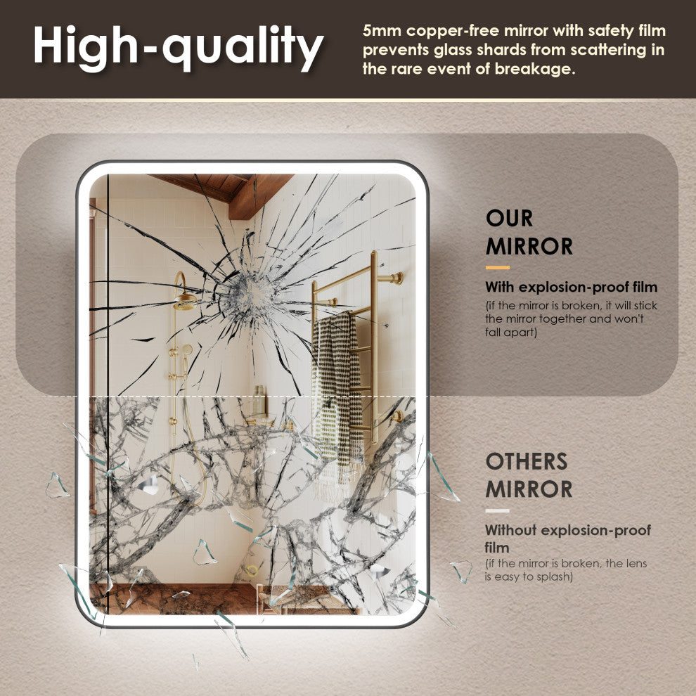 Ostaria Surface-Mount/Reccessed LED Lighted Bathroom Medicine Cabinet, 24"