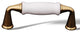 Polished Brass and White RKI Porcelain Middle Pull, RKICP11BW