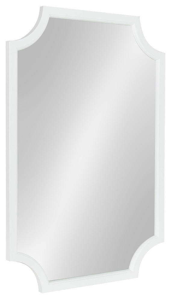 Kate and Laurel, Hogan Wood Framed Mirror With Scallop Corners, 24 x 36", White