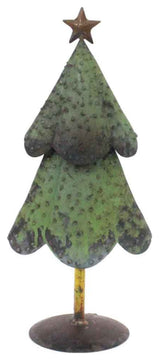 HomeRoots 4.5" x 6.5" x 16" Green Bronze Yellow Reclaimed Iron Christmas Tree