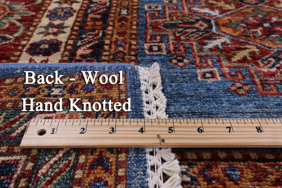 Hand-Knotted Super Kazak Wool Rug 9' 4" X 12' 1" Q4916