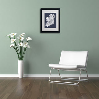 'Ireland Text Map - Slate' Matted Framed Canvas Art by Michael Tompsett