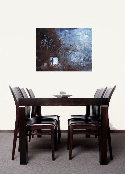 "Me And The Moon" Blue 40X 30 Blue Abstract Original Painting By Mavis