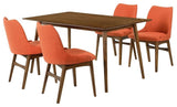 Armen Living Westmont and Azalea 5-Piece Modern Wood Dining Set in Brown/Orange