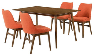 Armen Living Westmont and Azalea 5-Piece Modern Wood Dining Set in Brown/Orange