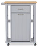 Yonkers Contemporary Light Gray Kitchen Cart With Wood Top