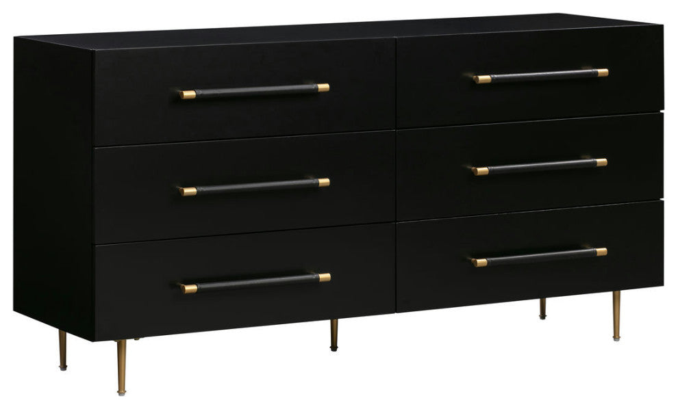 Trident Black 6 Drawer Dresser