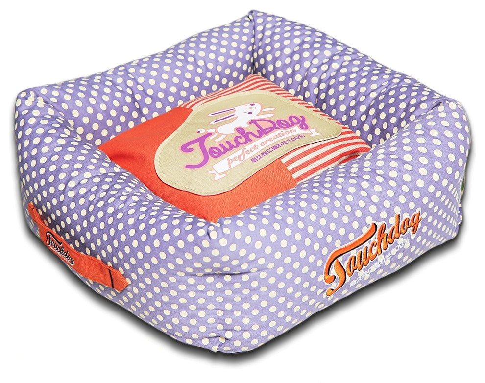 Touchdog Polka-Striped Polo Easy Wash Squared Fashion Dog Bed