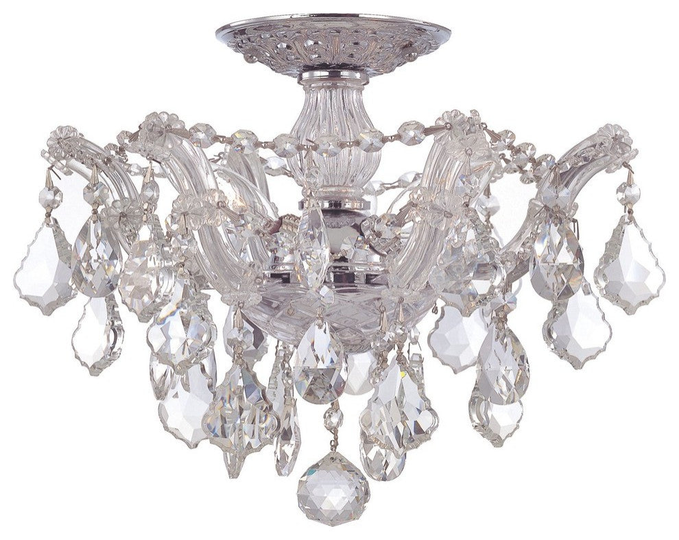 Maria Theresa 3 Light Clear Crystal Chrome Semi-Flush