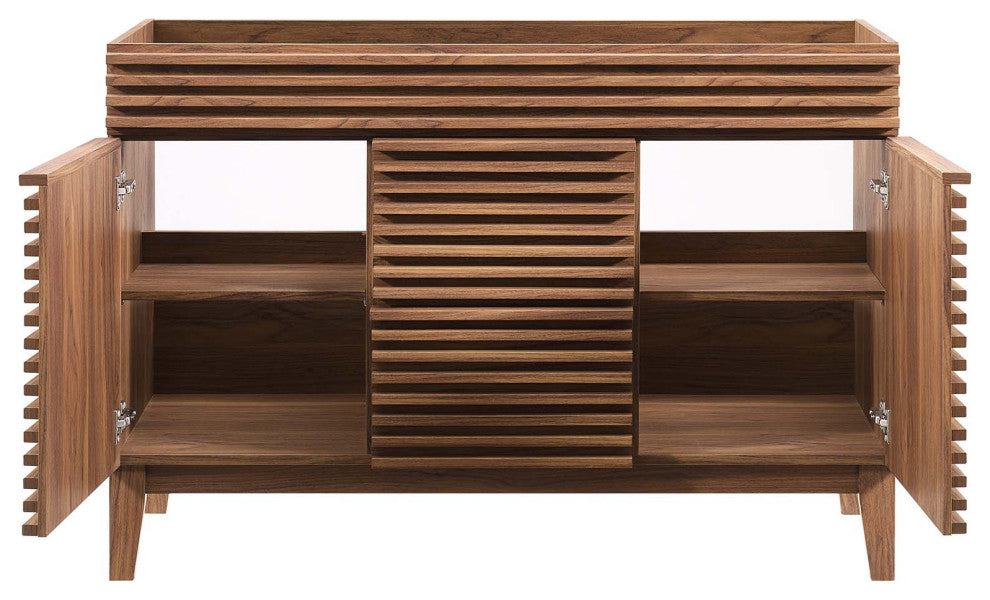 Render 48" Double Bathroom Vanity Cabinet, Walnut
