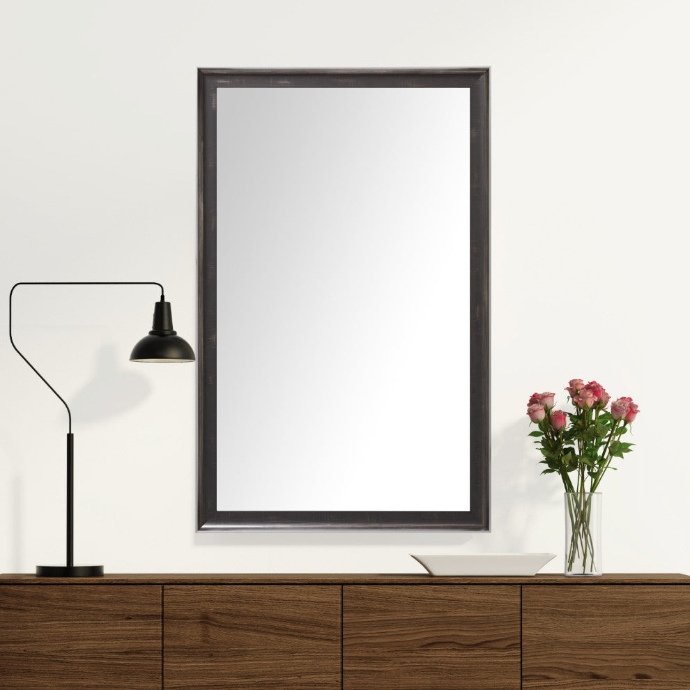 Warren Framed Wall Mirror, Charcoal, 28"x24"