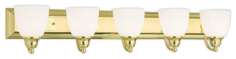 Handblown Satin Opal Bath Light, Polished Brass