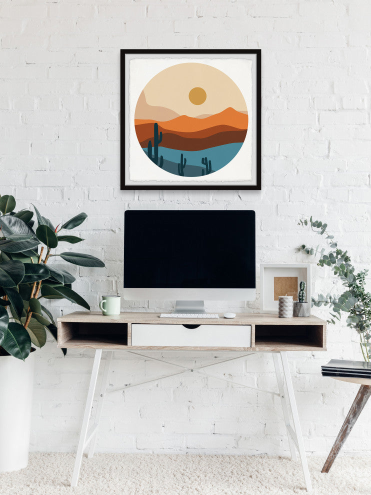 "Cactus on Cliffside" Framed Painting Print, 32x32