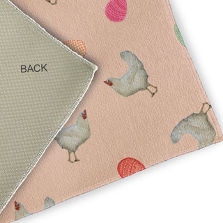 5' x 7' Chickens and Eggs Easter Chenille Indoor/Outdoor Rug