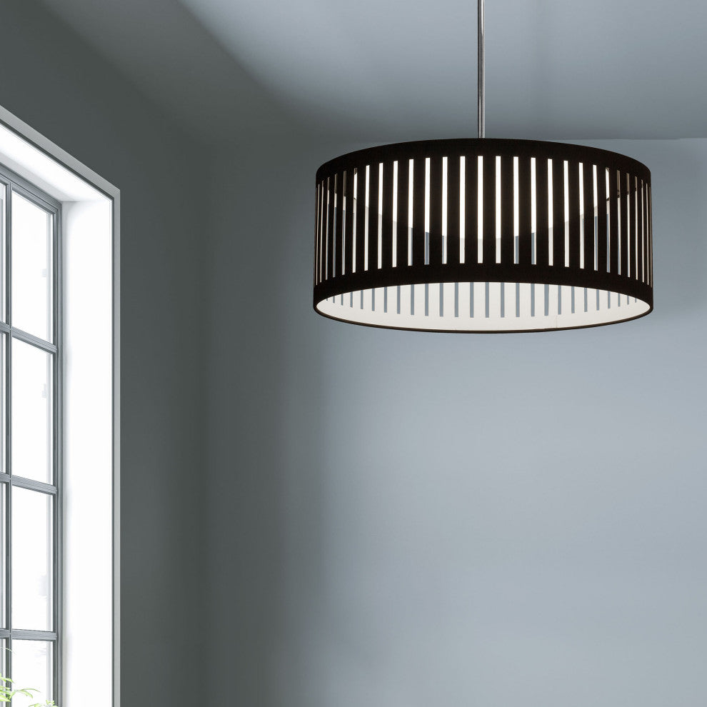 22W Slit Drum LED Pendant, Black Shade