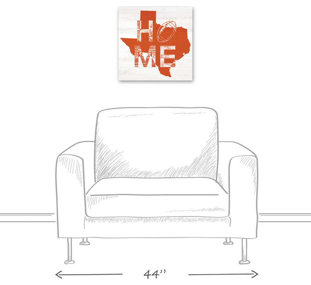 Texas Football State Pride 16x16 Canvas Wall Art, White/Orange