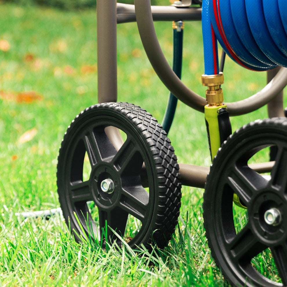 36"H 250 ft. Steel Gray 4-Wheel Garden Hose Reel Cart