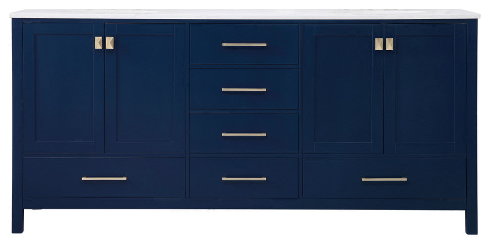 Blue 72" Double Sink Bathroom Vanity