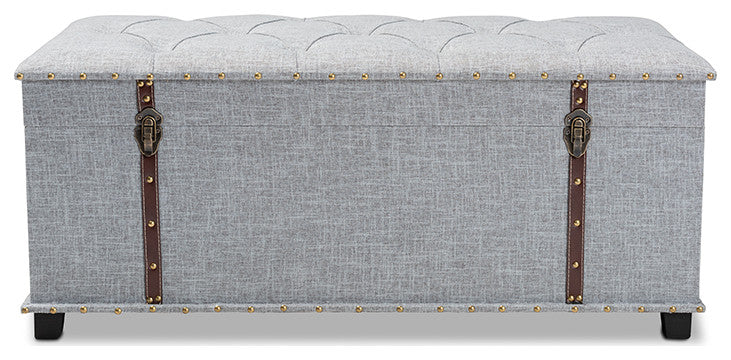 Kyra Modern and Contemporary Grey Fabric Upholstered Storage Trunk Ottoman