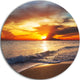 Yellow Sunset Over Gloomy Beach, Modern Beach Round Wall Art, 11"