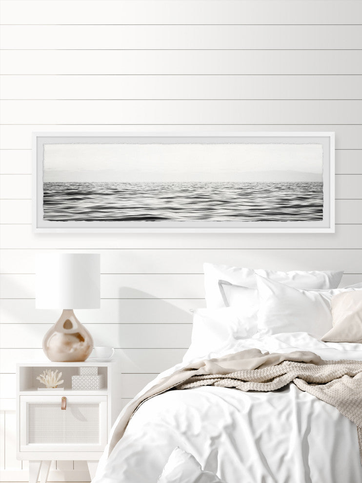 "B&W Sea" Framed Painting Print, 30x10