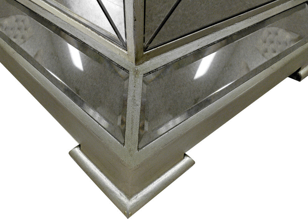 Round Glass Dining Table, Mirror Base With Bronze Finish